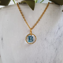 Load image into Gallery viewer, Handmade glitter monogram drop necklace - blue or custom color. - Monogram Necklace - Necklaces - Initial Necklace