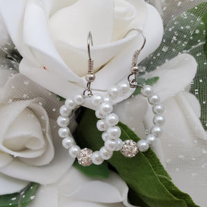 handmade pearl hoop earrings, white or custom color - Jewelry Sets - Bridal Sets - Bride Jewelry