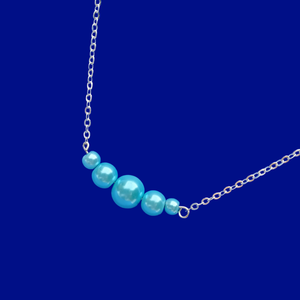 Pearl Necklace - Bar Necklace - Necklaces, handmade pearl bar bracelet, aquamarine blue or custom color