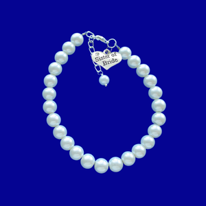 Handmade sister of the bride pearl charm bracelet, white or custom color - Sister of the Bride Bracelet - Bridal Jewelry