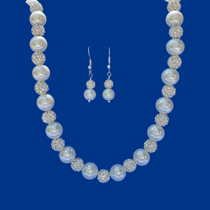 Necklace And Earring Set - Bride Gift - Bridal Gifts - A handmade pearl and crystal necklace accompanied by a pair of drop earrings. white or custom color