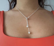Load image into Gallery viewer, Jewelry Sets - Bridesmaid Gifts - Necklace Set - pave crystal drop necklace, silver clear or custom color